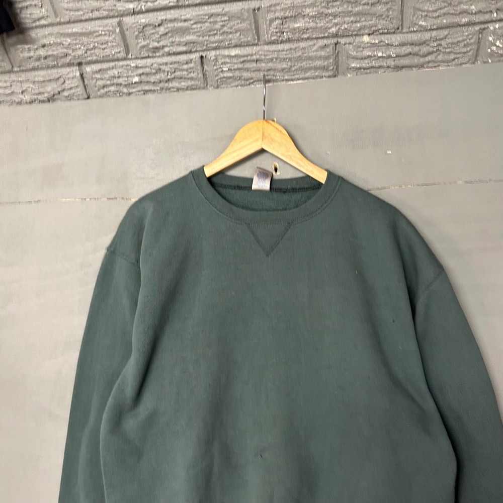 Russell Athletic Dri-Power Crewneck Sweatshirt Forest Green Mens Large V-Stitch